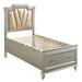 Plethoria Coronet Champagne Storage Bed w/ LED Lighting Wood & /Upholstered/Faux leather in Brown | 63.5 H x 61.5 W x 86.5 D in | Wayfair AF54272