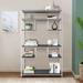 Hokku Designs Cesarea Rustic Gray Oak & Chrome Etagere Bookcase Metal in Brown/Gray | 72.5 H x 49.5 W x 16.5 D in | Wayfair