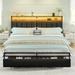 Trent Austin Design® Aydin Storage Bed Wood & /Leather Match/Upholstered/Metal & /Metal in Brown | 39 H x 77.6 W x 86.4 D in | Wayfair