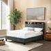 Everly Quinn Gennie Queen Tufted Storage Platform Bed Upholstered/Metal & Upholstered/Metal/Linen in Gray | 44 H in | Wayfair