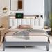 Brayden Studio® Cerstin Bed w/ Storage Headboard, LED Lights & Charging Station Wood & /Upholstered/Linen in Gray | Wayfair