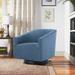 Barrel Chair - Swivel Chair - Latitude Run® Wood Base Swivel Chair, Barrel Chair, Accent Chair Wood/Polyester in Blue | Wayfair