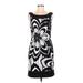 Connected Apparel Cocktail Dress - Sheath Boatneck Sleeveless: Black Floral Dresses - Women's Size 6