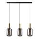 Suspension 3 lumières verre fumé h150cm gris