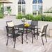 5-piece Patio Dining Table Set, 37” Square Metal Dining Table with Stackable Steel Chairs