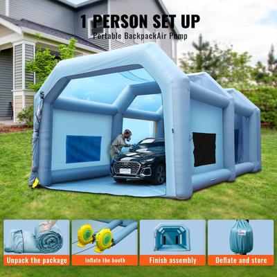 VEVOR Inflatable Paint Booth 13x10x9ft to 33x20x13ft with 480W to 1100W Air Pump Blower for Car Motorcycle Garage