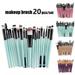 20pcs Professional Plastic Handle Makeup Brushes Set Soft Synthetic Hair Foundation Eyeshadow Cosmetic Brushes Green