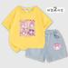 Sanrios Kawaii Anime My Melody Cute Cartoon Summer New Short Sleeve Denim Shorts Kids Casual Wear Set Birthday Gift