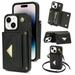 Nalacover Case for iPhone 15 Crossbody Wallet Case with Card Slots Holder PU Leather Lanyard Shoulder Strap Purse Cover with Kickstand Shockproof Case for iPhone 15 Black