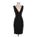 Aidan Mattox Cocktail Dress - Party V Neck Sleeveless: Black Print Dresses - Women's Size 4