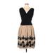 SL Fashions Casual Dress - Party V Neck Sleeveless: Black Dresses - Women's Size 10 Petite