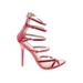 Wild Diva Heels: Strappy Stilleto Formal Pink Print Shoes - Women's Size 7 1/2 - Open Toe