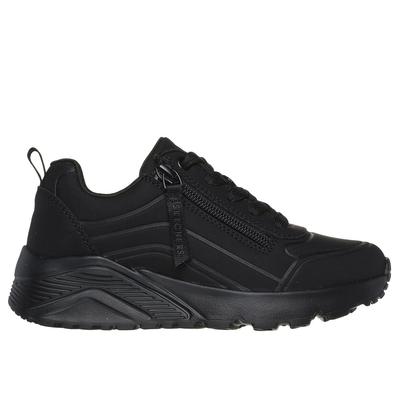 Skechers Girl's Uno Lite - Easy Zip Sneaker | Size 3.0 | Black | Synthetic | Machine Washable