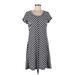 Talbots Casual Dress - Mini Scoop Neck Short sleeves: Black Chevron/Herringbone Dresses - Women's Size Medium Petite