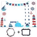 Monthly Baby Milestone Blanket Newborn Boy Girl Unisex Neutral Nautical Anchor Lighthouse Ocean Nursery Baby Month Picture Blanket Baby Growth Photography Background Prop 48"x40" BTZDLU148