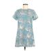 Lulus Casual Dress - Mini Crew Neck Short sleeves: Blue Print Dresses - Women's Size X-Small