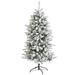 The Holiday Aisle® Benzonia 5' H White Flocked Realistic Artificial PVC & PE Blend Fir Christmas Tree w/ Pinecones, Metal in Green | 24 D in | Wayfair