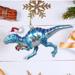 The Holiday Aisle® Herick Christmas Theme Dinosaur Raptor Glass Ornament Glass in Blue | 4 H x 7.7 W x 2 D in | Wayfair