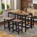 17 Stories Mahidur 5-Piece Kitchen Counter Height Table Set, Industrial Dining Table w/ 4 Chairs Wood/Metal in Brown | Wayfair