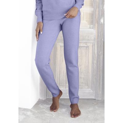Strickhose LASCANA, Damen, Gr. 32/34, N-Gr, lila, Strick, Obermaterial: 52% Polyester, 44% Polyacryl, 4% Elasthan, unifarben, meliert, klassisch, bequem lang, Hosen, aus weichem Strick, Loungewear Image