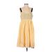 Calvin Klein Casual Dress - A-Line Scoop Neck Sleeveless: Yellow Print Dresses - Women's Size P