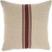 "Mina Victory Life Styles Linen Stripe Maroon Natural Throw Pillows 20"" x 20"" - Nourison 798019004095"