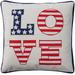 "Mina Victory Holiday Pillows Love Americana Appli White Throw Pillows 18"" x 18"" - Nourison 798019087579"