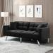 Velvet Futon Sofa with 3 Angles Adjusting Backrest, 2 Pillows