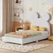 Upholstered Twin Size Platform Bed with Bear Ear Shaped Headboard For Bedroom