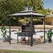 Grey 6 x 8 ft Grill Gazebo with Permanent Hardtop, Ventilated Double Roof