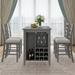 5-Piece Wood Counter Height Dining Set with 4 Padded Chairs and Integrated 9 Bar Wine Compartment, Wineglass Holders