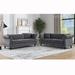 Grey Velvet Chesterfield Sofa Set with Nailhead Trim and Tufted Low Back, Includes Pillows, 3 Seater Sofa * 2