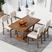 5-Piece Dining Table Set w/4 Linen Upholstered Chairs, 59-inch Rectangular Dining Table for Kitchen, Dining Room