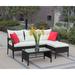 3-Piece Wicker Rattan Patio Set for 3-4, Includes Sectional Conversation Sofa with Plush Cushions.