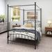 Full Size Metal Canopy Bed Frame with Ornate European Style Headboard & Footboard