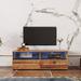 TV Stand for 43 Inch TV, Rustic Entertainment Center Media TV Console Table with 2 Drawers & Color-Changing Light Strips