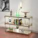 Gold 3-Tier Clear Glass Console Table with Tempered Glass Top, Chrome Metal Accents and Acrylic Legs