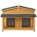 47.2 " Large Wooden Dog House Outdoor, Outdoor & Indoor Dog Crate, Cabin Style, With Porch, 2 Doors