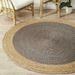 AVG Hand Braided Round Rugs Farmhouse Rugs for Living Area Rug for Bedroom Kitchen Living Room Indoor Outdoor Rug Carpet 8 Square Feet (96x96 Inch) (Grey+Beige Border)