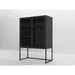 Storage Cabinet 47.2 Inches Metal Cabinet with Storage Shelves and Double Circle Mesh Doors Cabinet for Garage and Utility Room Home Office Dining Room Basement Living Room Black