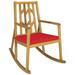 Outdoor Acacia Wood Rocking Chair with Red Cushion - Wooden Patio Rocker