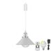 FSLiving Rechargeable Battery Operated Pendant Light with Sleeve&Round Hook RGB Mode Adjustable Wire Length Hanging Light Modern Silver Metal Shade Dimmable Lamp for Courtyard Countertop - 1 Pack