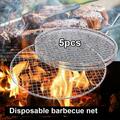 Mairbeon 5Pcs/Set Round Disposable BBQ Grill Rack Roast Net Grate Barbecue Baking Pan