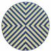 HomeRoots 8 ft. Navy Geometric Stain Resistant Indoor & Outdoor Round Area Rug - Blue and Ivory - 8 ft.