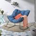 OC Orange-Casual Outdoor Rocking Chair Indoor Comfy Reading Chairs Set with Oversized Cushion Patio Rocker Egg Recliner Chair Navy Blue