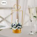 10 Pcs Modern Gold Vases Metal Heart Shaped Wedding Centerpieces Tabletop Wedding Flower Stand for Wedding Party Decoration