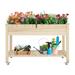 Wooden Raised Garden Bed Kit with Legs Elevated Garden Bed Elevated Planter Box on Lockable Wheels Storage Shelf for Vegetables