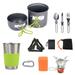 ametoys Camping Cookware Mess Kit Portable Pot and Pan Set for Camping Hiking Picnic Includes Outdoor Furnace