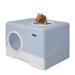 Large Enclosed Cat Litter Box with Lid Cover Odorless Drawer Type Cat Litter Box Top Entry Cat Litter Box with Lid Anti-Splshing Cat Kitty Litter Pan Easy Cleaning and Scoop Blue