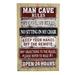 Man Cave Rules Rustic Wooden & Metal Sign
